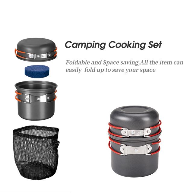 Juego de utensilios de cocina para acampar anodizados antiadherentes para acampar 