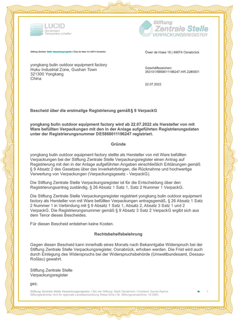  Certificación alemana de embalaje 