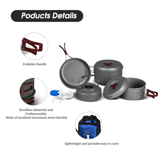 Juego de utensilios de cocina ultraligeros para acampar y escalar