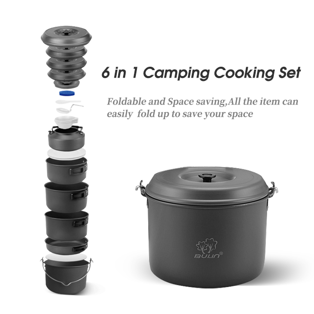 Juego de utensilios de cocina para acampar con motas de aluminio para exteriores