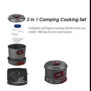 Juego de utensilios de cocina para acampar con motas de aluminio para acampar