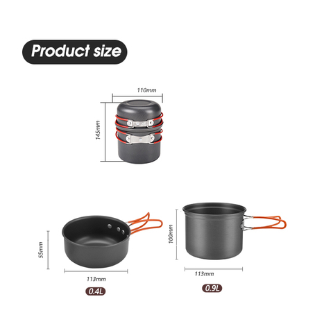 Juego de utensilios de cocina para acampar anodizados antiadherentes para acampar 