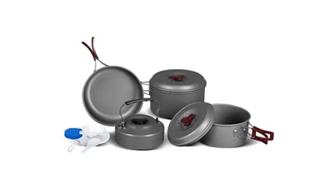 Juegos de utensilios de cocina de aluminio para acampar: soluciones livianas para cada campista